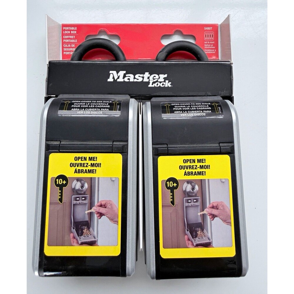 Master Lock 5480T Large Portable Key Lock Box, Combo, Weather-Resist, 2 Pack